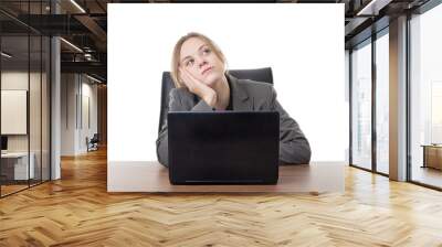 young business woman sitting a her desk Wall mural