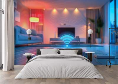 A wifi router in home, technology, internet, connectivity, network, wireless, device, Wi-Fi access concept Wall mural