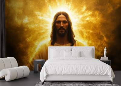 Jesus Christ with golden aura Wall mural