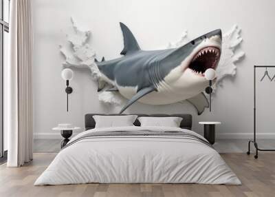 Shark in wall Wall mural