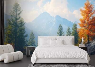 Tranquil Landscape with Mountain View - Perfect for Copy Space Wall mural