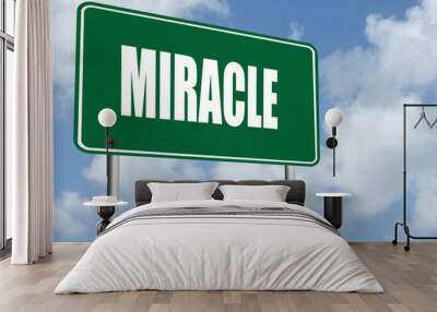 Miracle highway sign on sky background. Wall mural