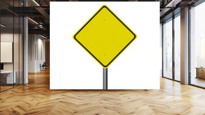 Yellow blank road sign isolated on white background. Wall mural