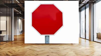 blank red stop sign on pole isolated Wall mural