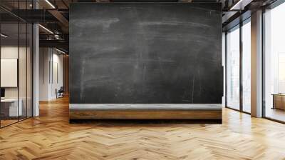 blank wide screen real chalkboard background texture in college concept for back to school panoramic wallpaper for black friday white chalk text draw graphic empty surreal room wall blackboard pale Wall mural