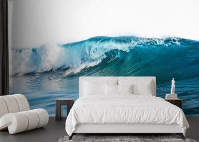 beautiful textured turquoise sea natural wave close up isolated on white background Wall mural