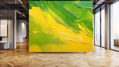 green yellow summer paint background texture with grunge brush strokes Wall mural