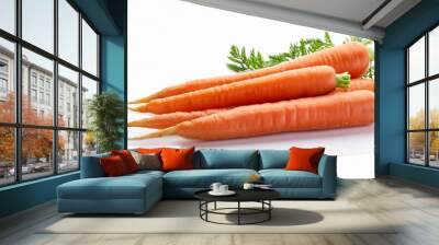 ripe carrot vegetables isolated on white background Wall mural