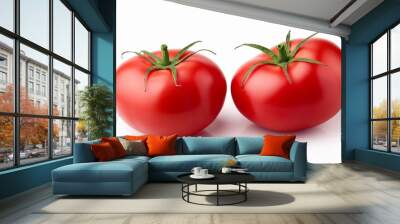 two red tomatoes isolated on white background Wall mural