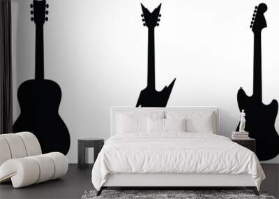 guitar silhouettes in vector Wall mural