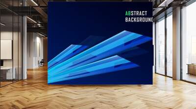 Abstract Facets of blue shape Wall mural