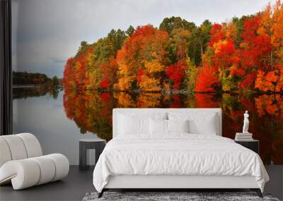 Beautiful Fall Foliage of New England at sunset, Boston Massachusetts. Wall mural