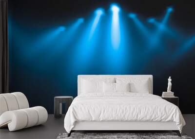 Blue Light show on the stage. lighting devises. Wall mural