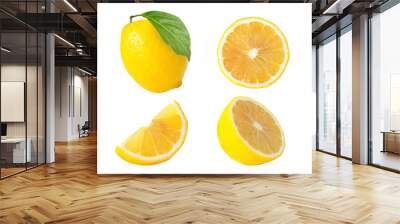 Collections of lemon fruits isolated on white background. clipping path Wall mural