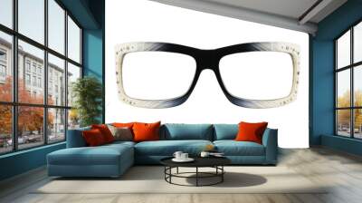 Fashion glasses style plastic-framed with diamonds isolated on w Wall mural