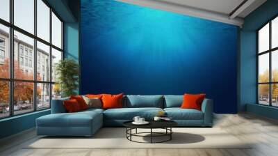 Sunbeams and Sea deep or ocean underwater as a background. Wall mural