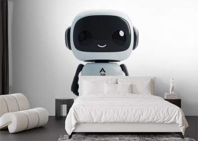 Little cute robot funny virtual assistant bot isolated on transparent background 3d icon Wall mural