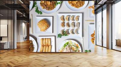 Top view of traditional chinese food on restaurant table Wall mural