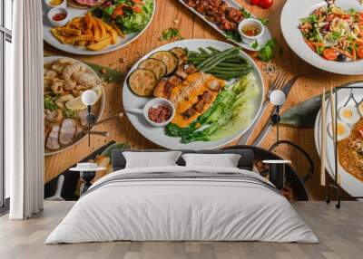 View from above of a variety of Filipino cuisine dishes Wall mural