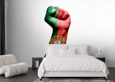 Man's hand in a fight signal with the countries flag. Wall mural