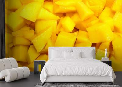 Mango diced on the skin closeup square composition Wall mural