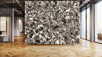 Wrinkled silver metallic texture and background. Wall mural