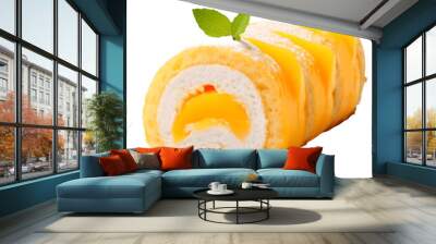 Mango Swiss Roll isolated on a transparent background Wall mural