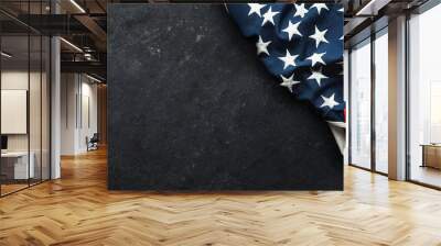 united states flag on black background Wall mural