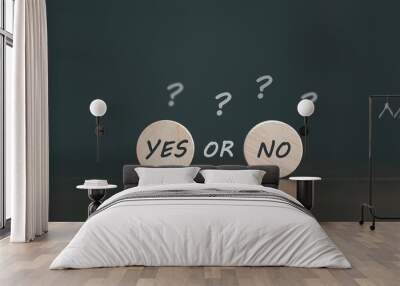 concept of choice yes or no on wooden. Business and lifestyle concept. Think With Yes Or No Choice, Business Choices For Difficult Situations, two wooden with yes or no word on it. Wall mural