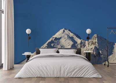 snowy mountain with blue sky Wall mural