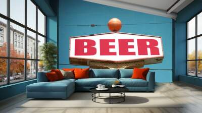 aged and worn vintage beer sign Wall mural