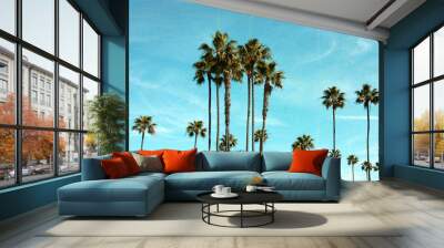 aged and worn vintage photo of palm trees Wall mural