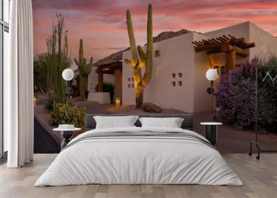 arizona resort with cactus and sunset Wall mural