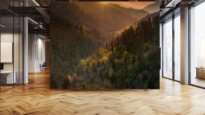 Brilliant sunset in the Smoky Mountains Wall mural