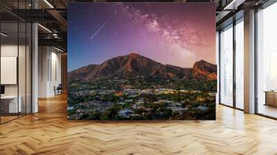 Camelback Mountain in phoenix arizona with milky way galaxy Wall mural