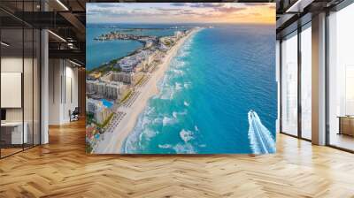 Cancun coast with sun Wall mural