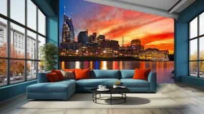 Nashville skyline with boat Wall mural