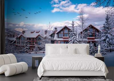 Ski resort in the Rocky Mountains Wall mural