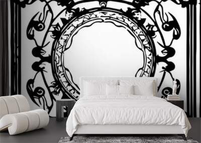 An abstract transparent Art Nouveau style frame design element. Wall mural