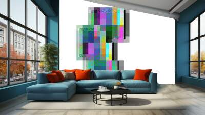 Isolated transparent abstract glitch art  element. Wall mural