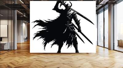 ninja silhouette illustrations on isolated background	 Wall mural