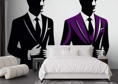 Collection of men's fashionable menswear suit icon, logo

 Wall mural