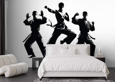 Silhouette of martial art. Kungfu, karate, taekwondo
 Wall mural