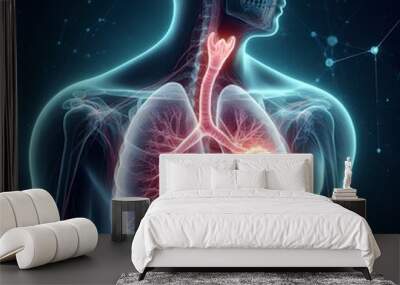 3d x-ray model of anatmoy of human body, liver, lungs, diseases, fracture bones Wall mural