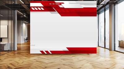 Abstract technology geometric red and gray color shiny motion on white background. You can use for cover brochure template, poster, banner web, print ad, etc. Vector illustration Wall mural