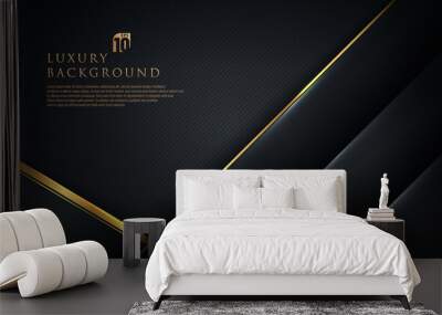 Abstract template black geometric diagonal with golden border on dark background. Luxury and elegant style. You can use for business presentation, poster, template. Vector illustration Wall mural