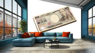 Japanese Yen bank note isolation on white Wall mural