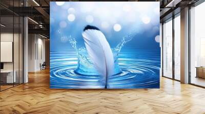 Bird blue nature feather white soft fluffy water purity light background Wall mural