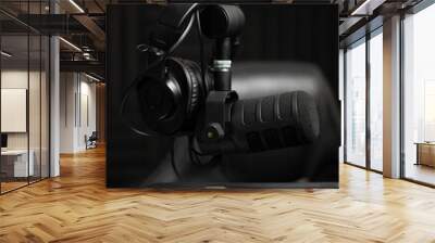 microphone podcast and headphones Wall mural