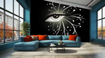 A stylized eye in black and white Wall mural